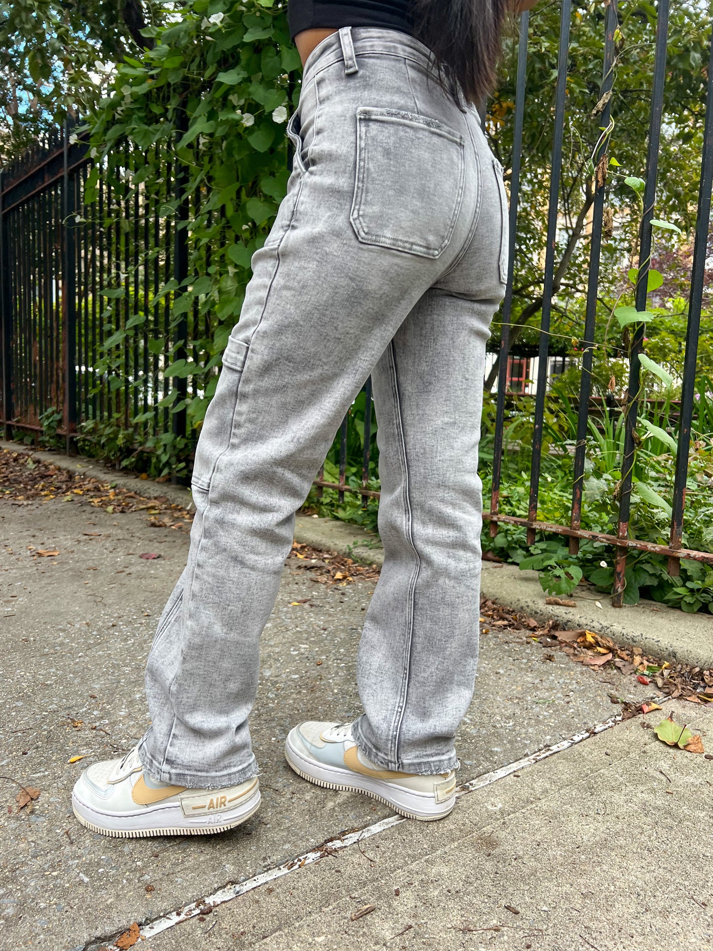 Petite Grey Cargo Jeans