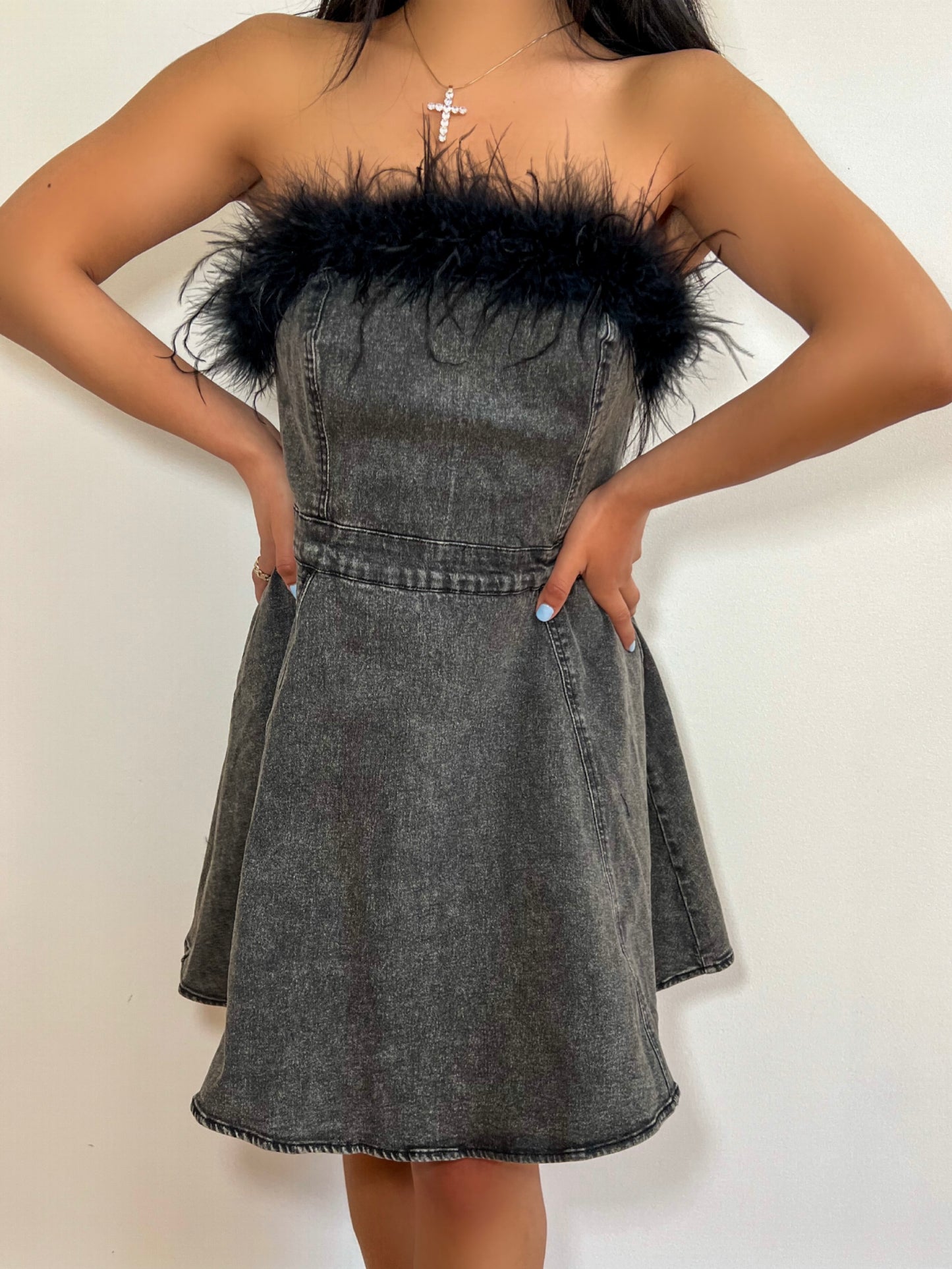 Black Swan - Strapless Denim Dress
