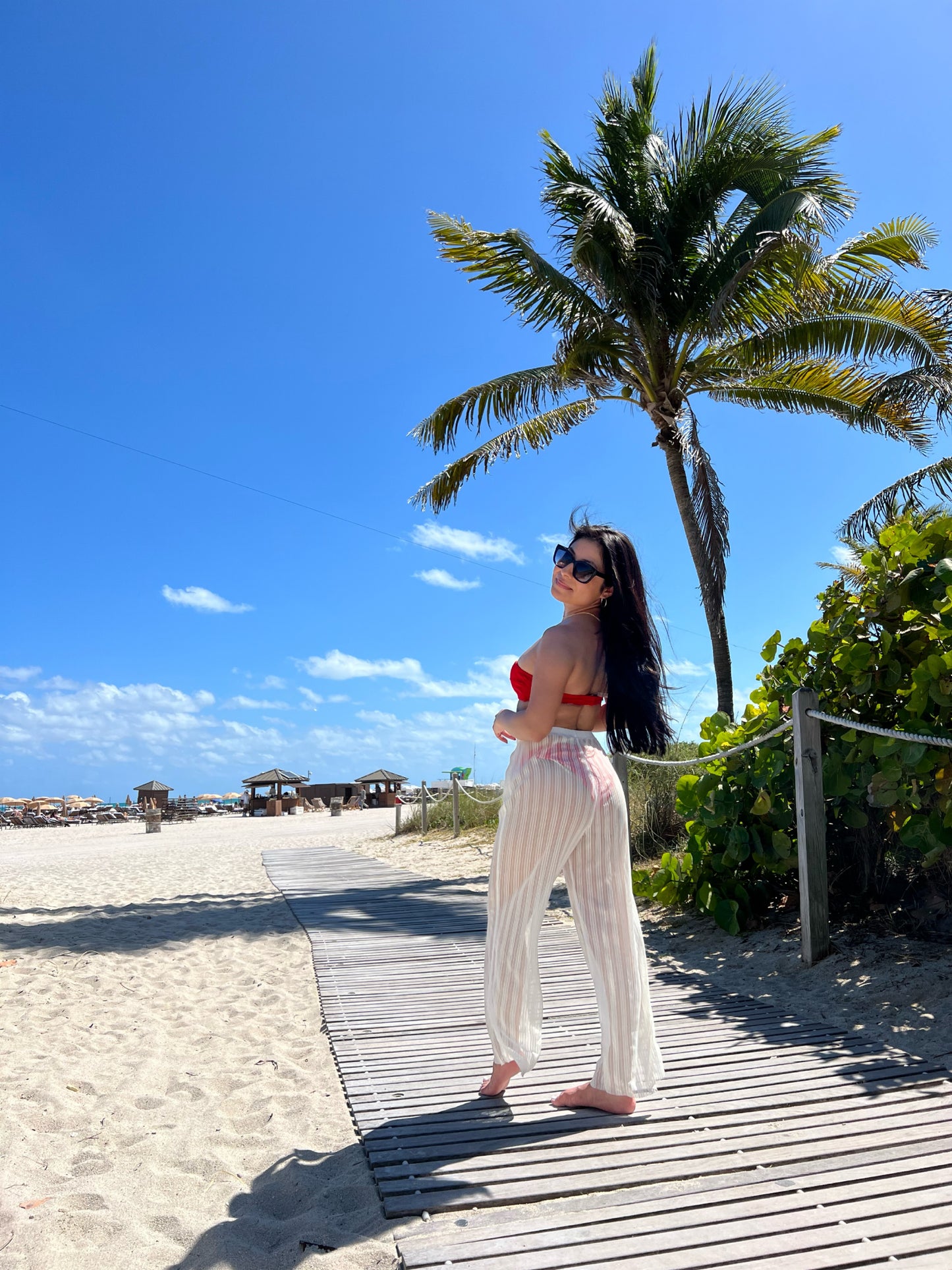 Ibiza - Petite White Sheer Beach Pants