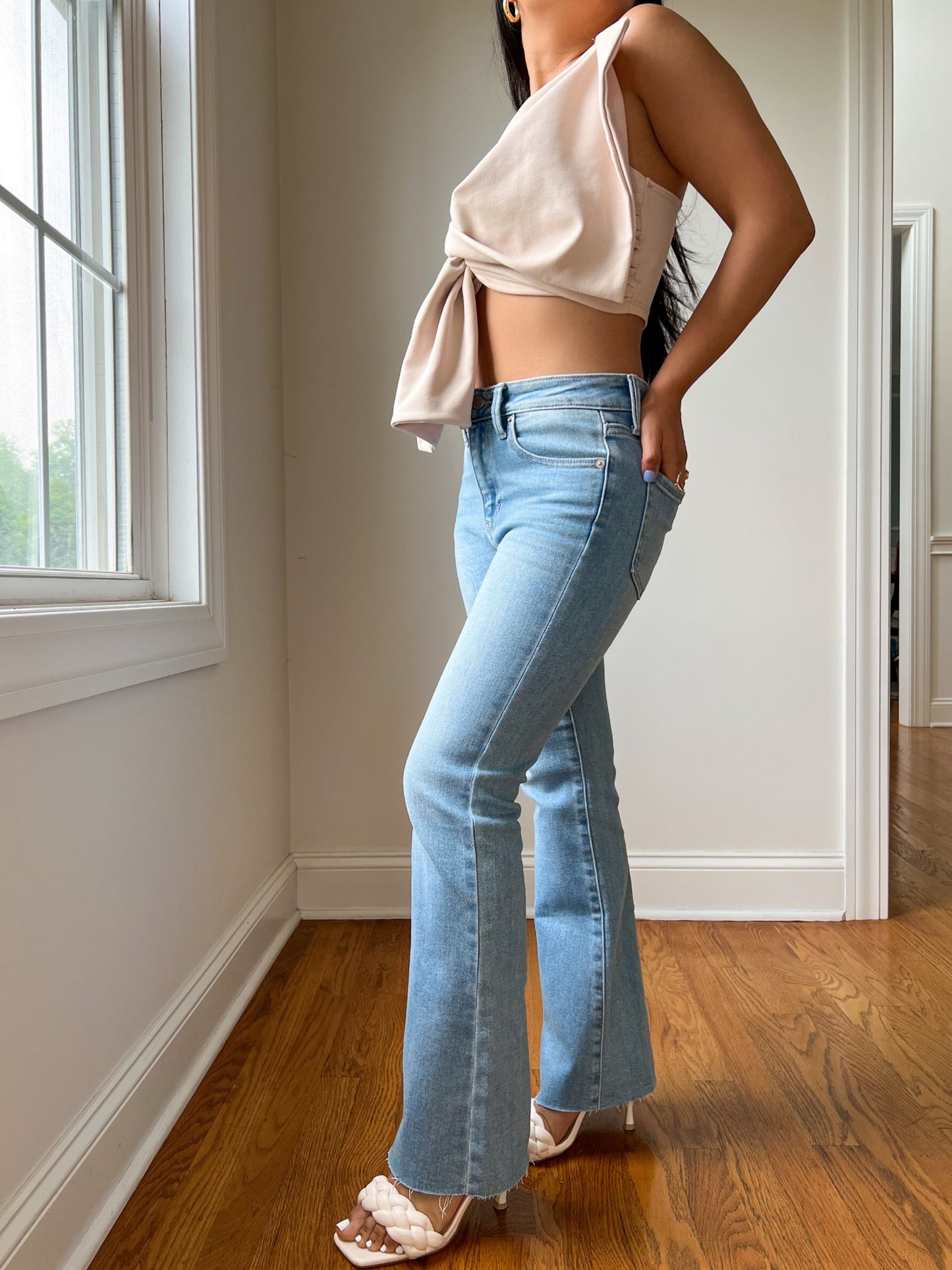 Extra Petite Light Wash Flare Jeans