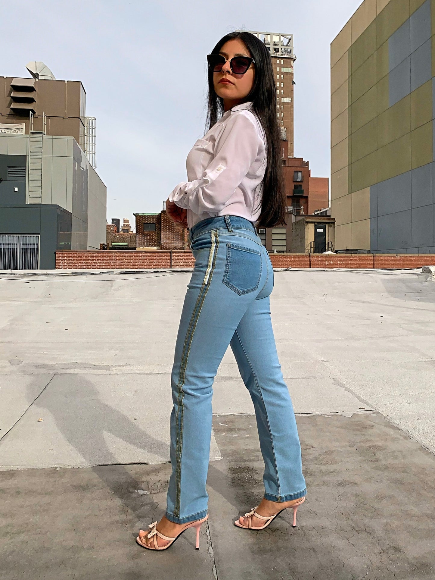 Petite Reverse Denim Jeans