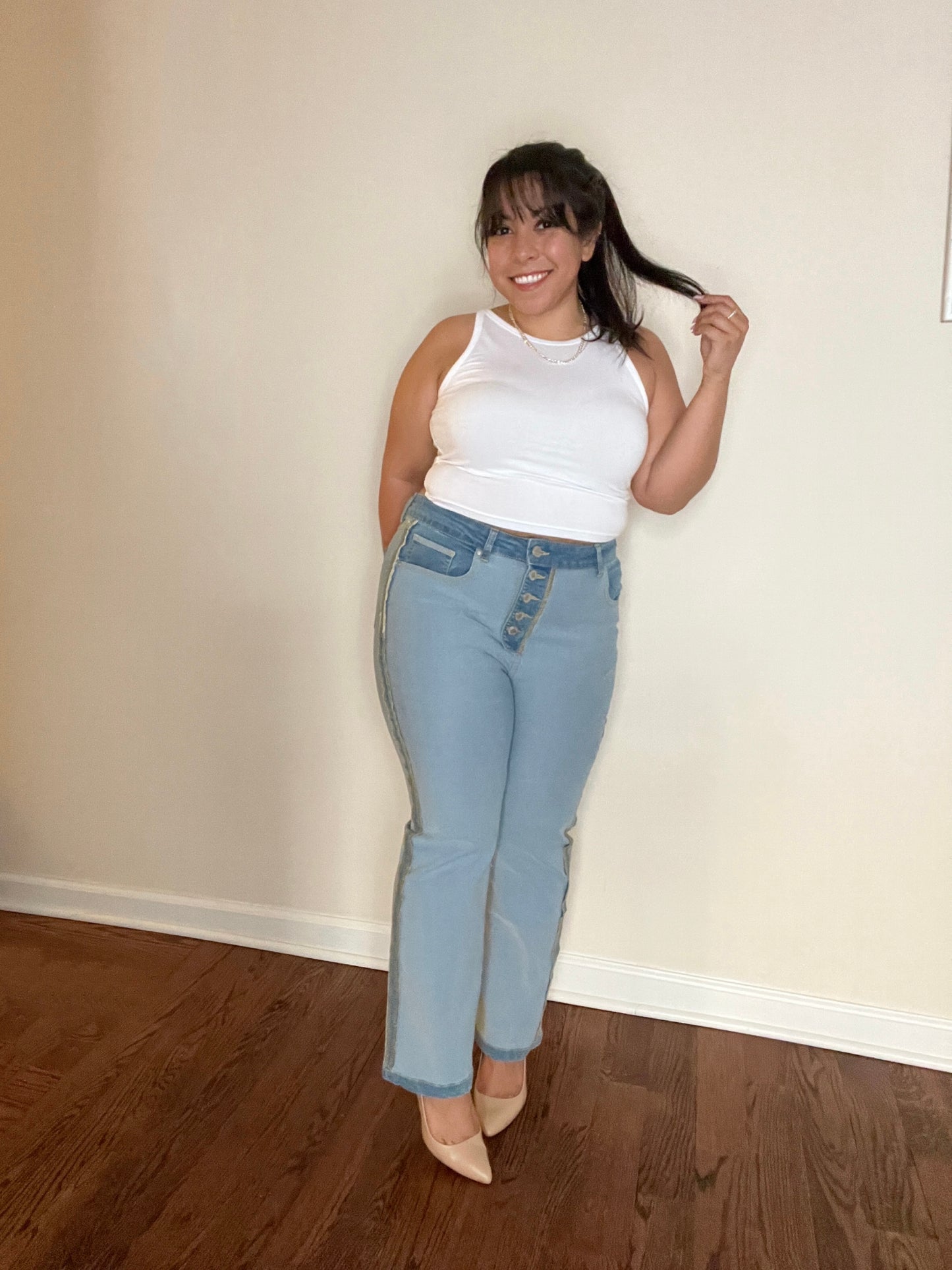 Petite Reverse Denim Jeans