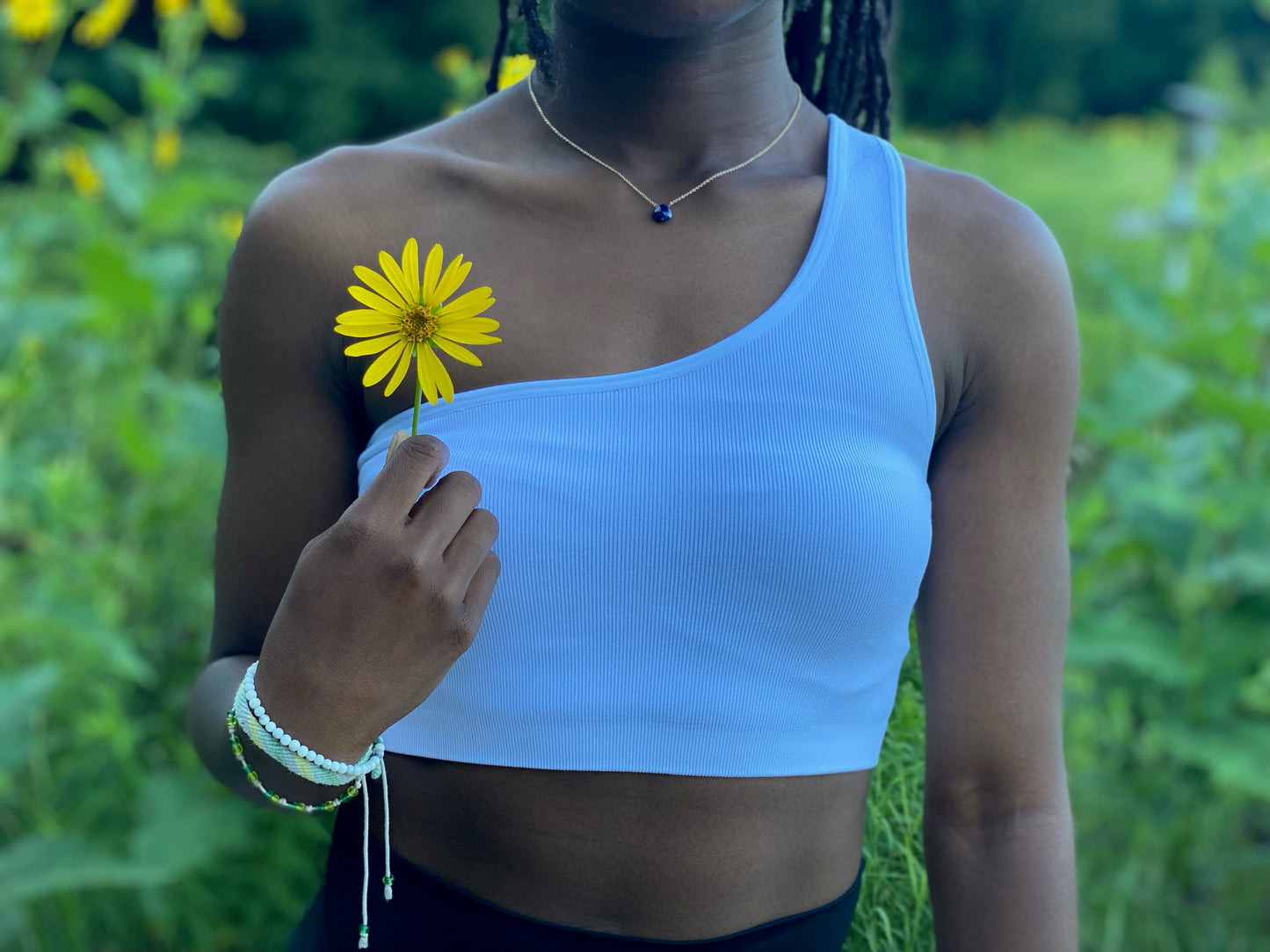 Essential - White One Shoulder Crop Top