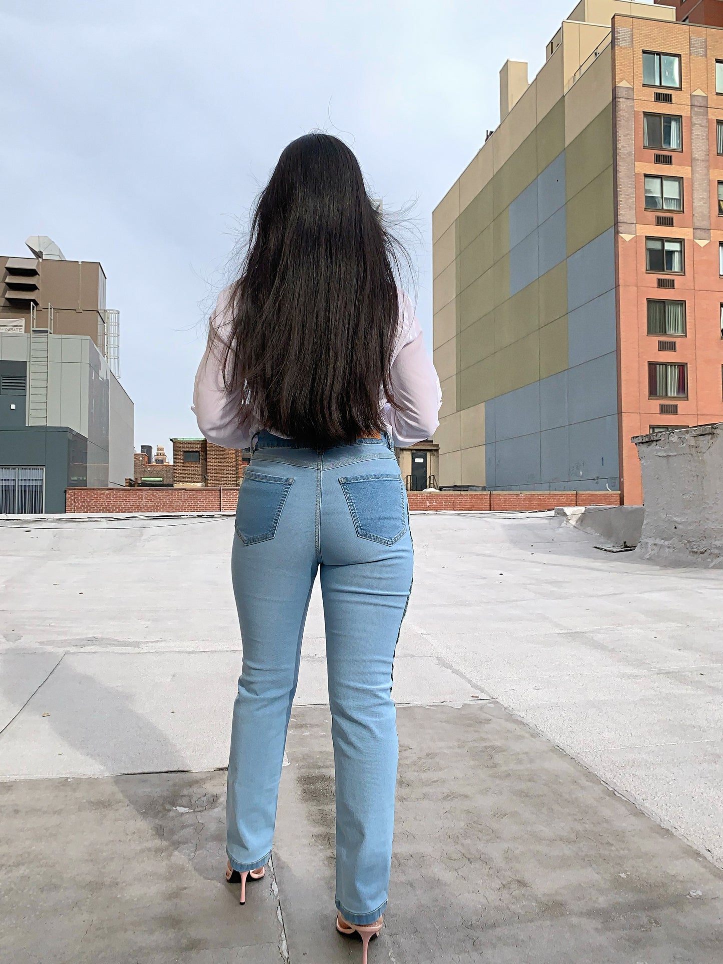 Petite Reverse Denim Jeans