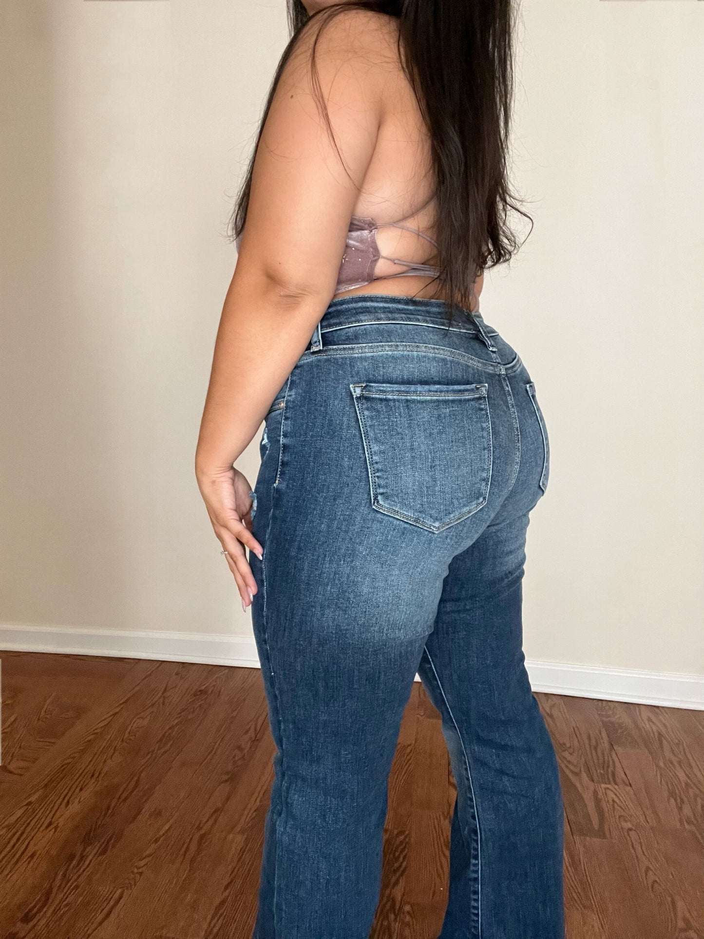 Petite Dark Wash Flare Jeans