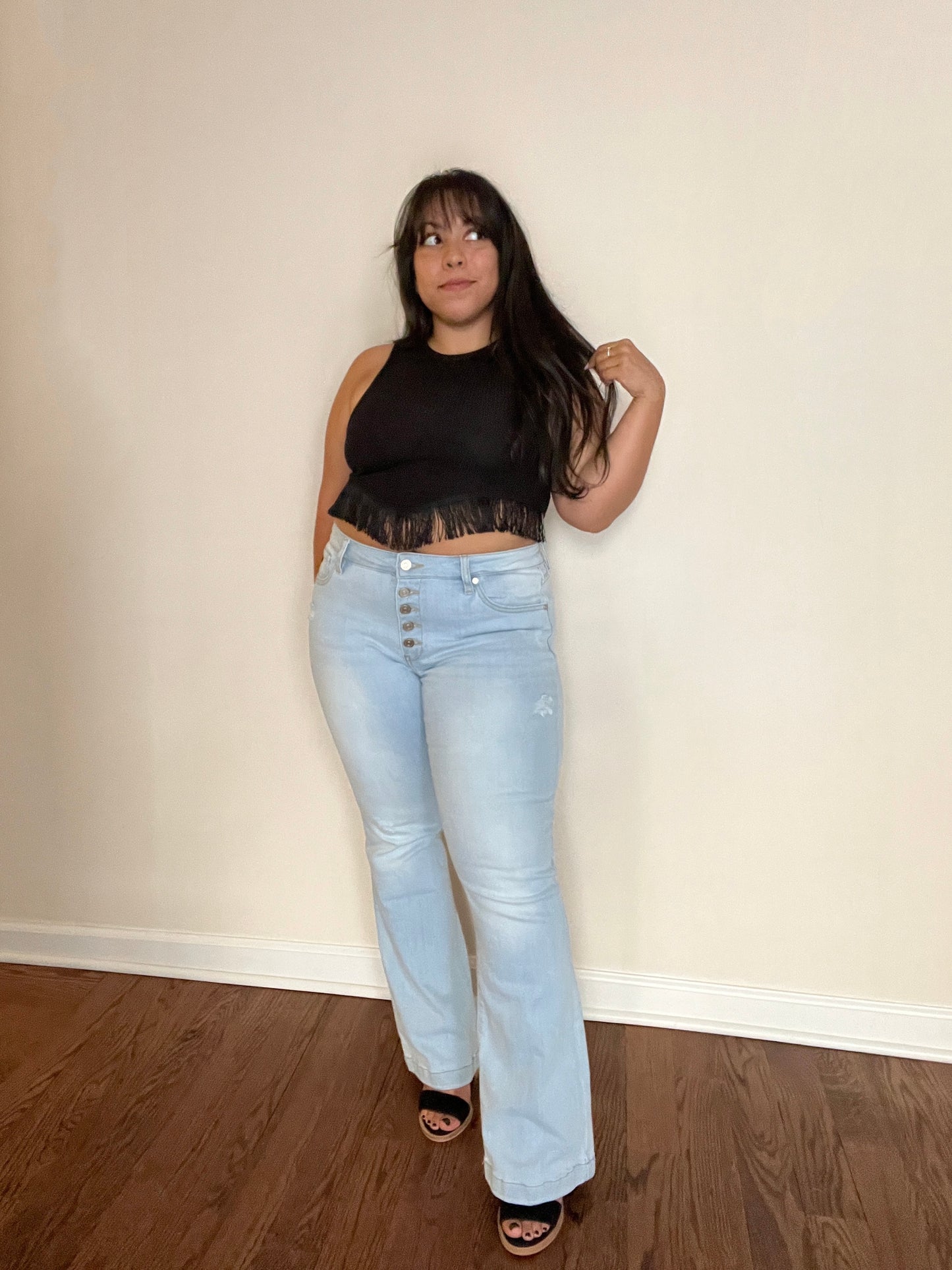 Petite Light Wash Flare Jeans