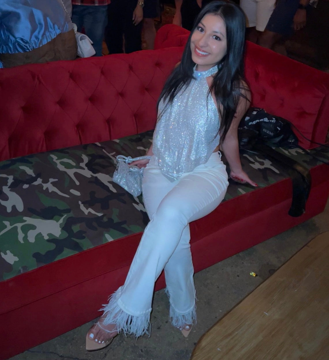 Swan - Petite Feather Hem Flare Jeans