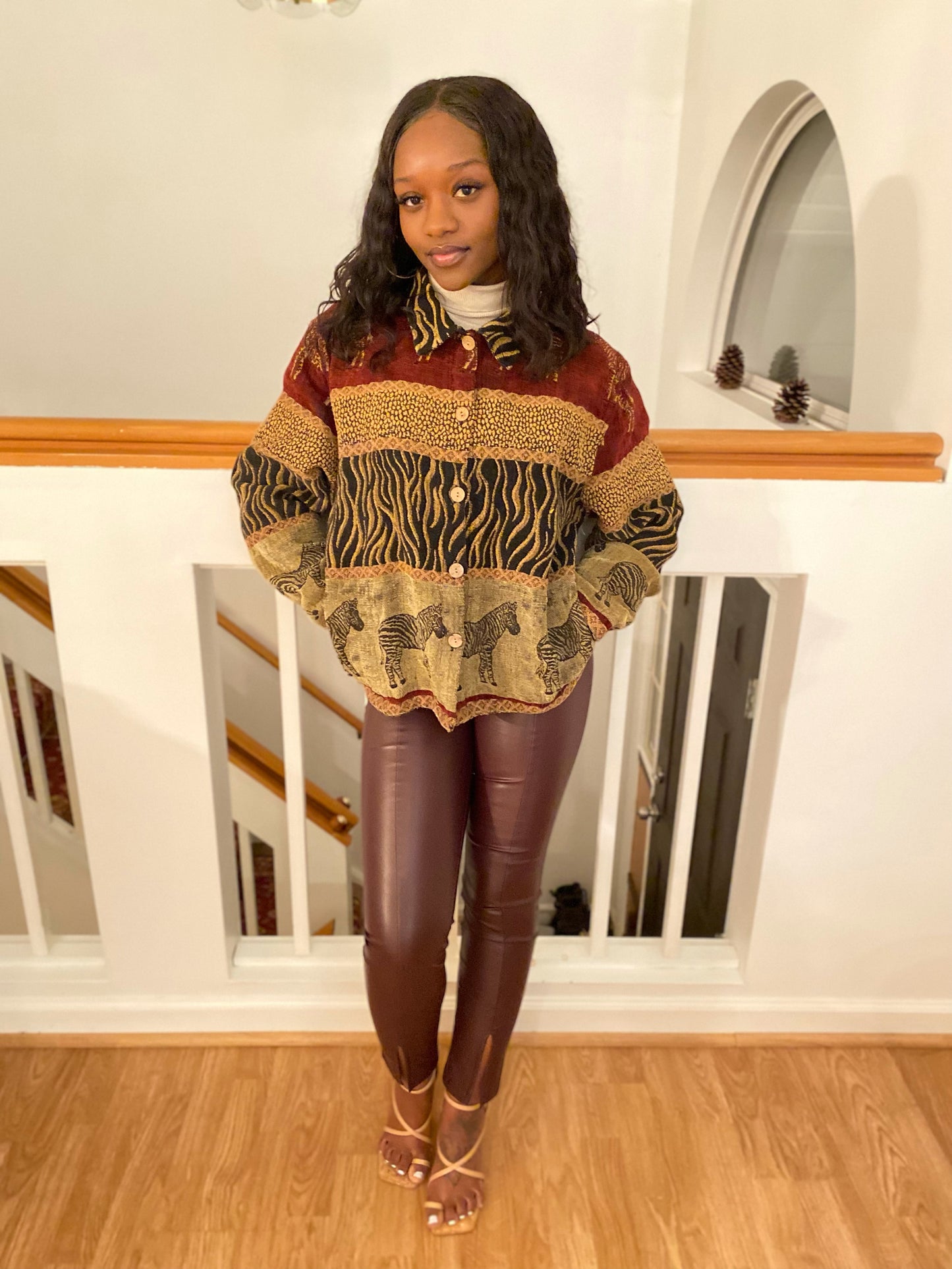 Splitting Up - Petite Faux Leather Slit Hem Pants