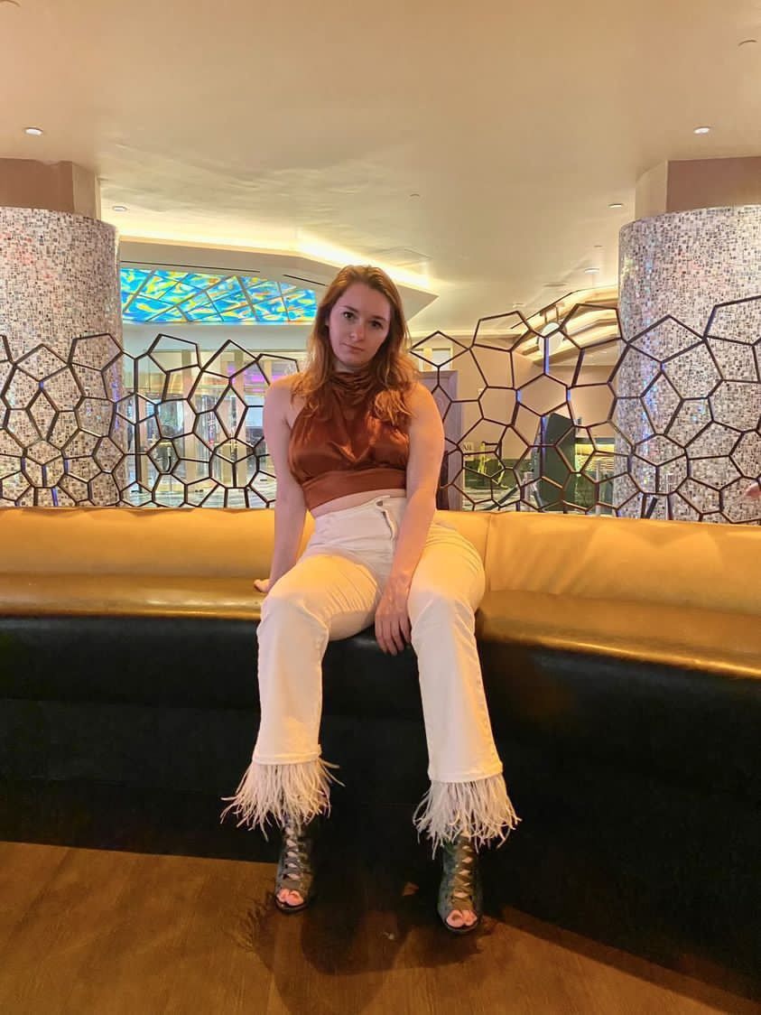Swan - Petite Feather Hem Flare Jeans