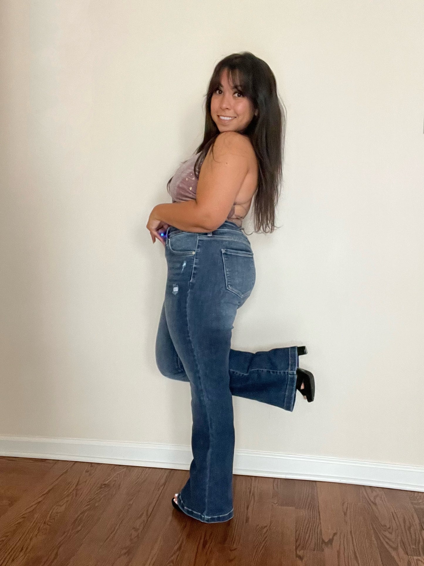 Petite Dark Wash Flare Jeans