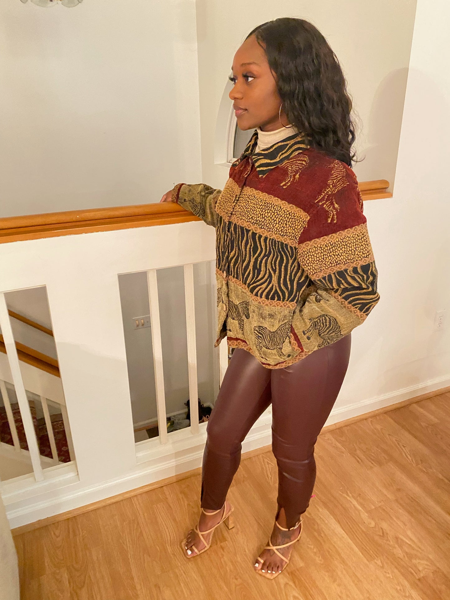 Splitting Up - Petite Faux Leather Slit Hem Pants