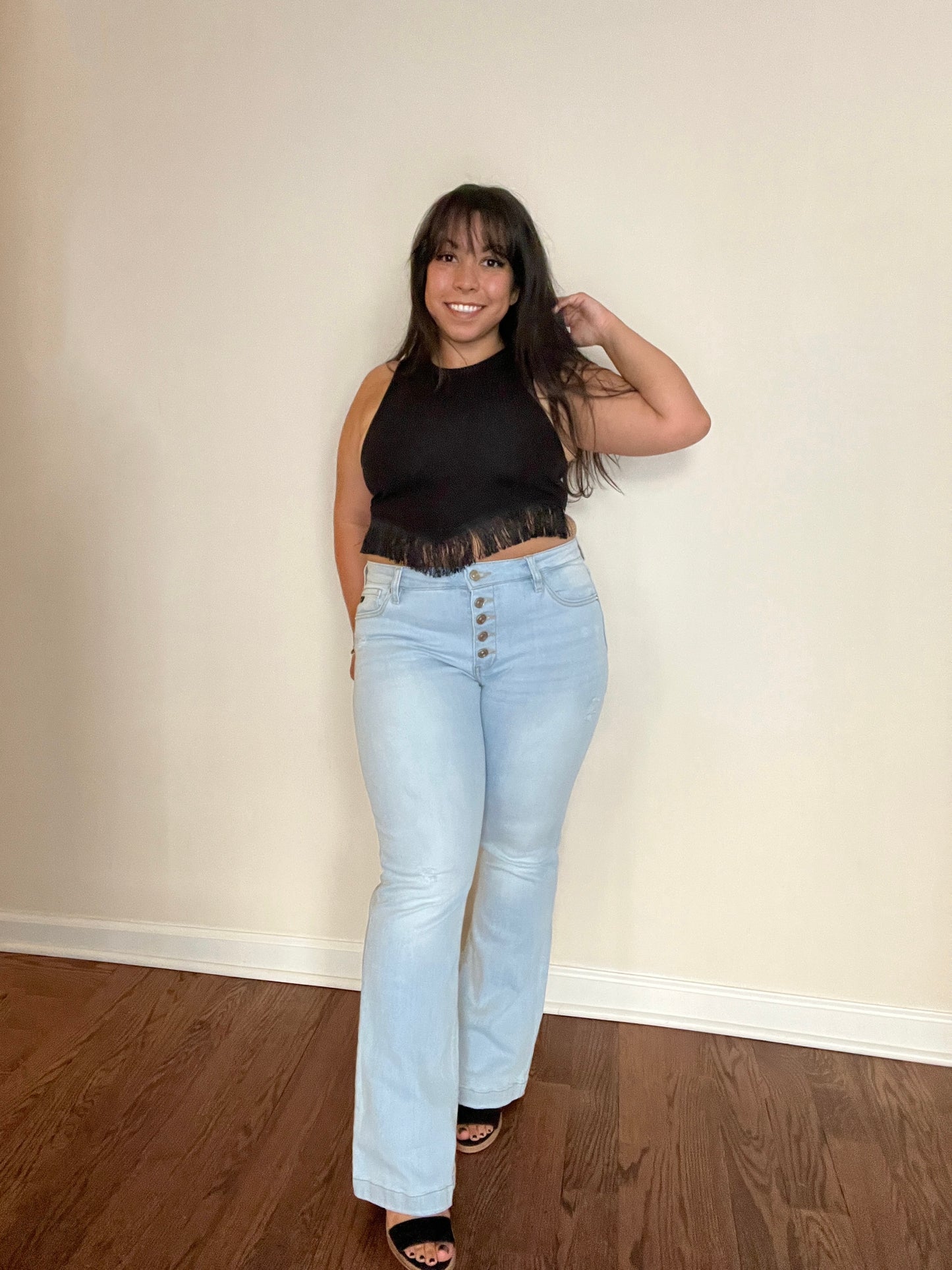 Petite Light Wash Flare Jeans