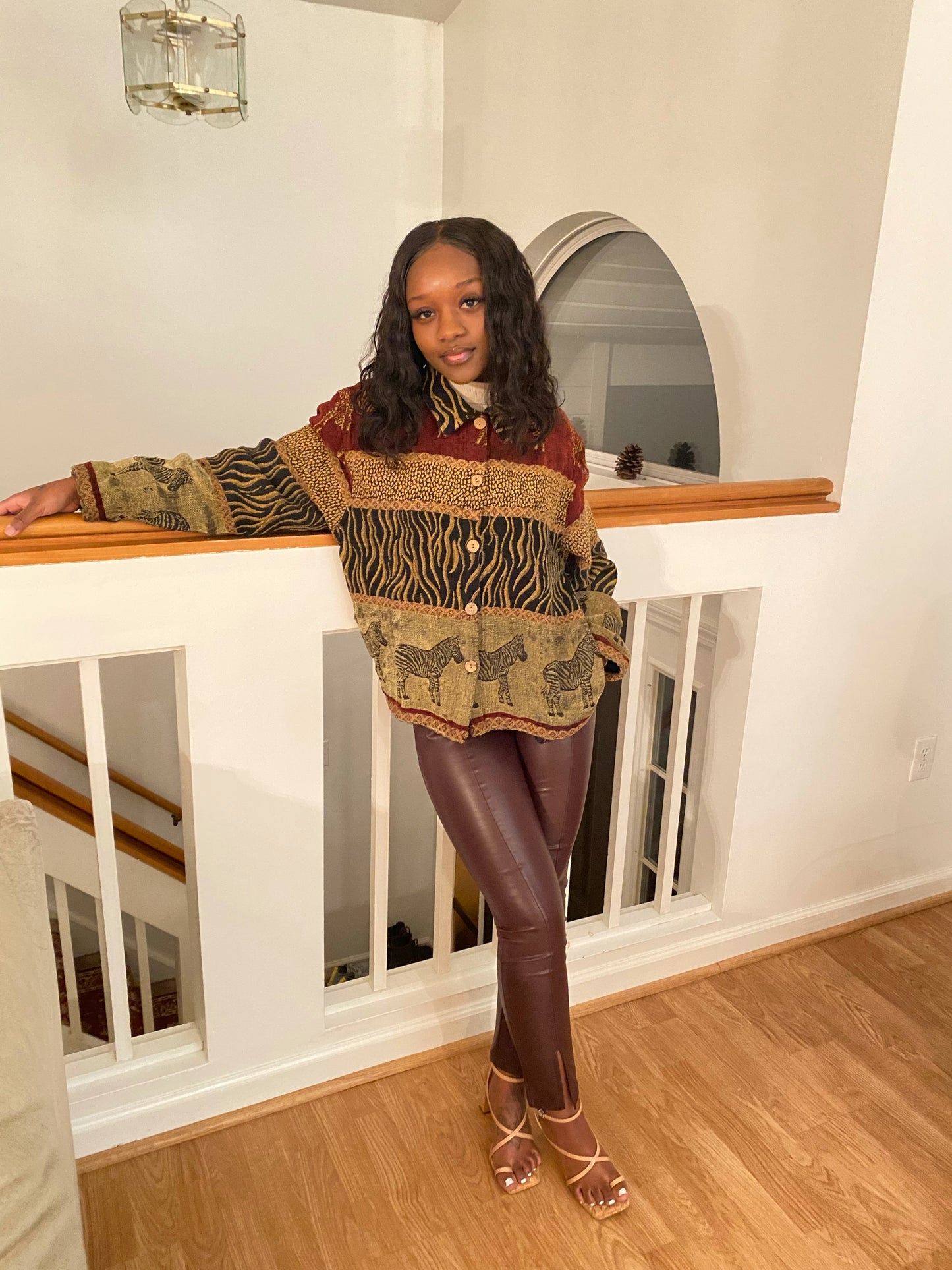 Splitting Up - Petite Faux Leather Slit Hem Pants