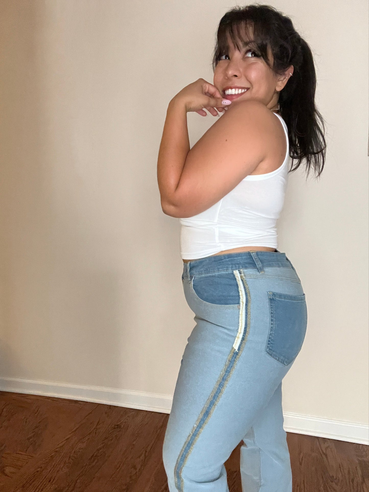 Petite Reverse Denim Jeans