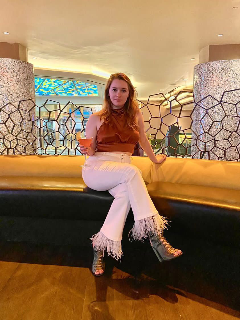 Swan - Petite Feather Hem Flare Jeans