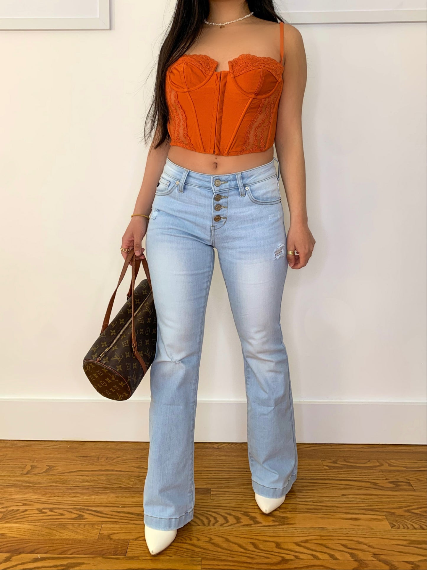 Petite Light Wash Flare Jeans