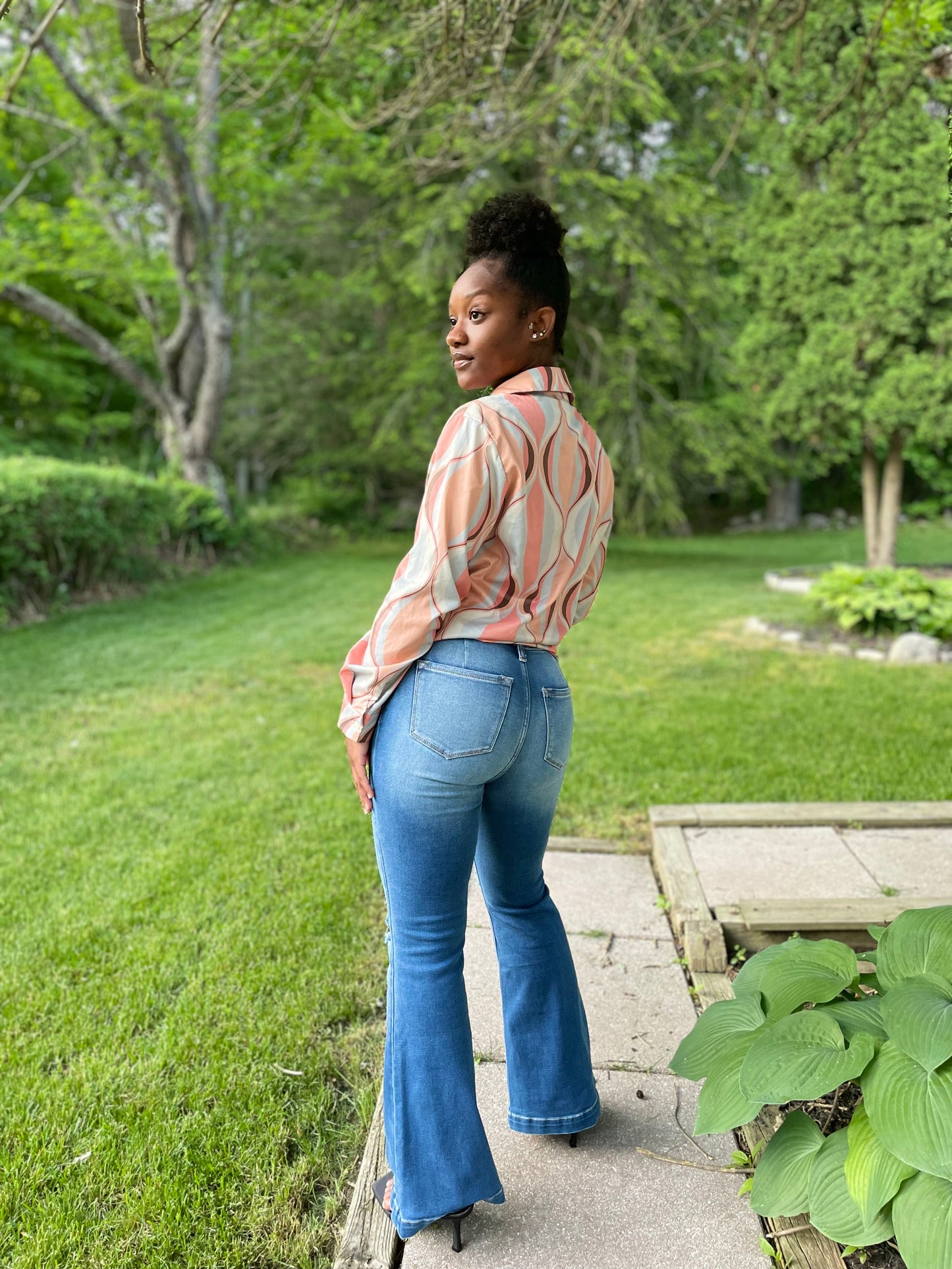 Petite Medium Wash Flare Jeans