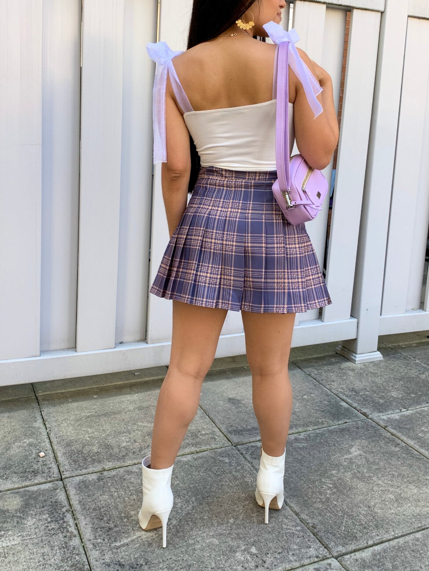 XOXO Plaid Pleated Mini Skirt