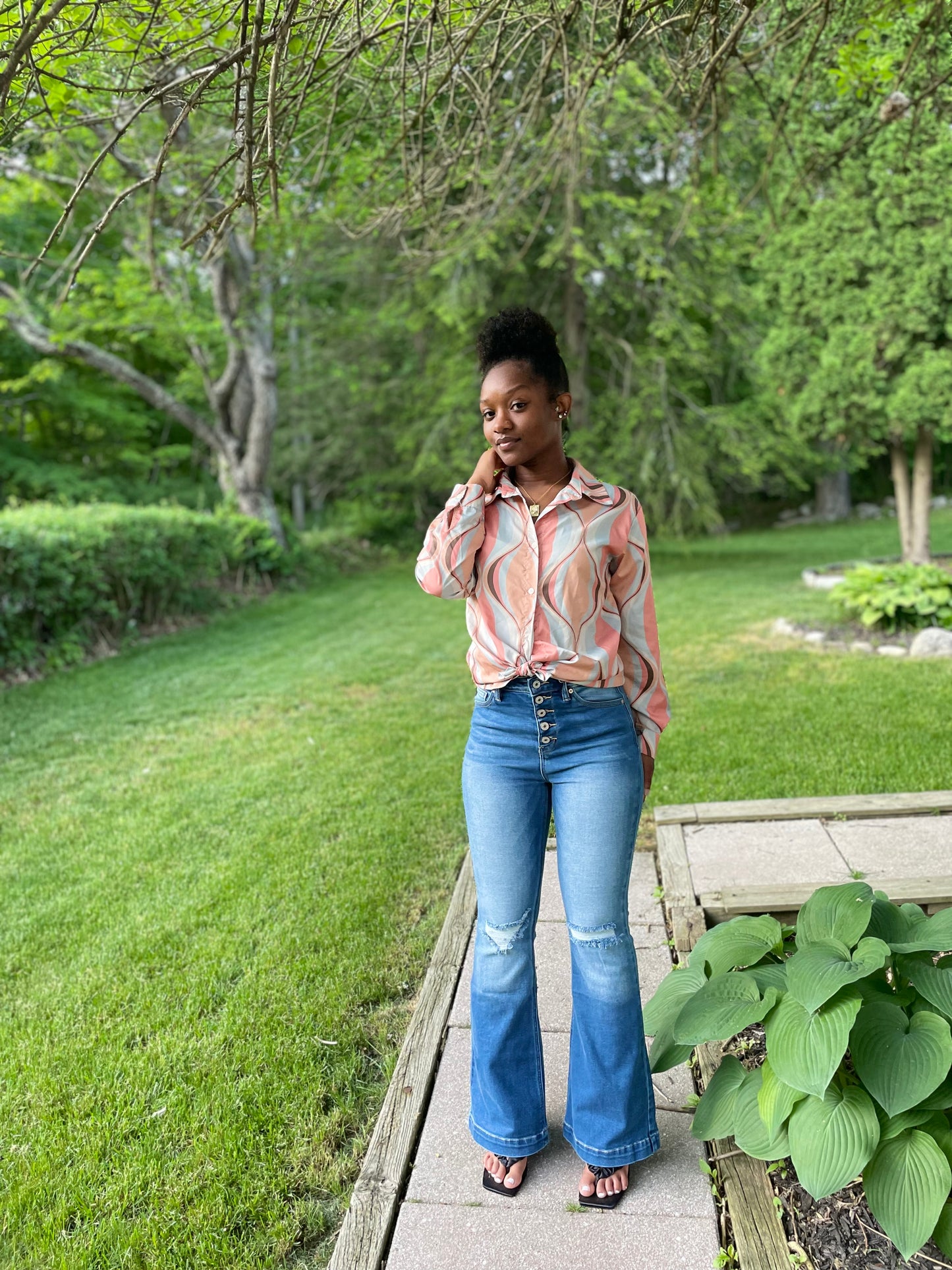 Petite Medium Wash Flare Jeans