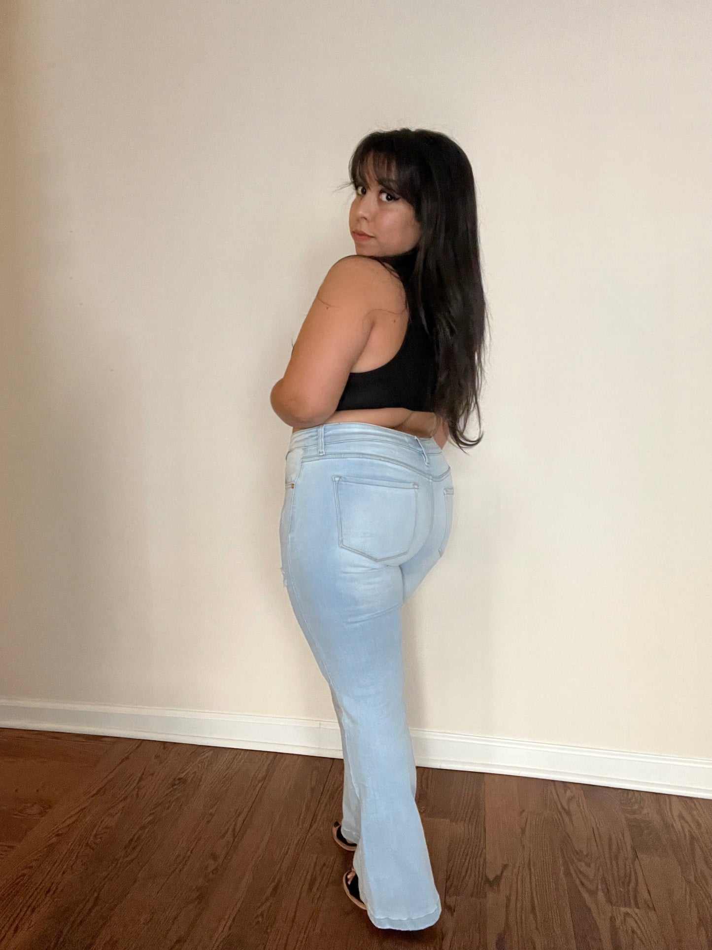 Petite Light Wash Flare Jeans