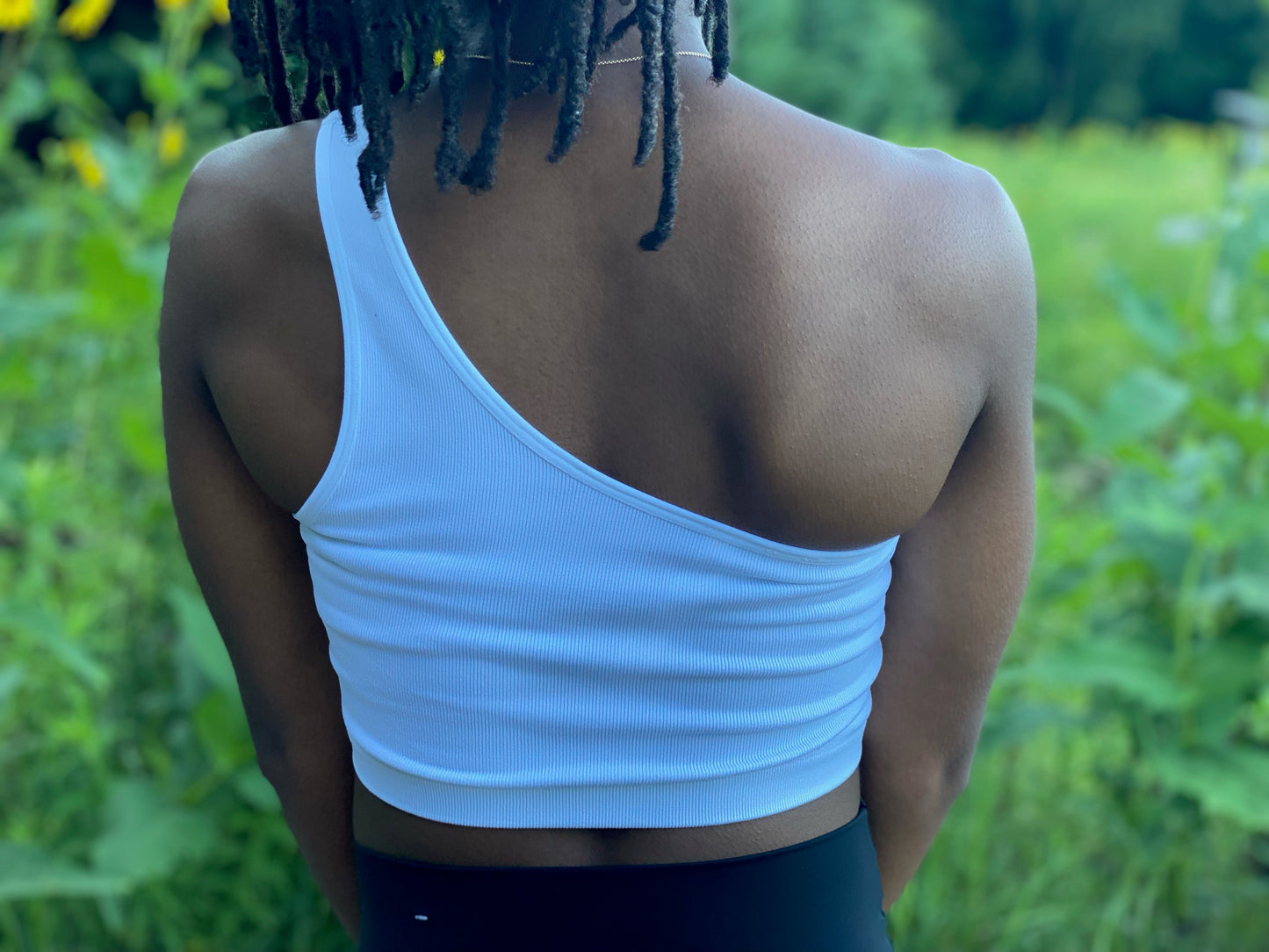 Essential - White One Shoulder Crop Top