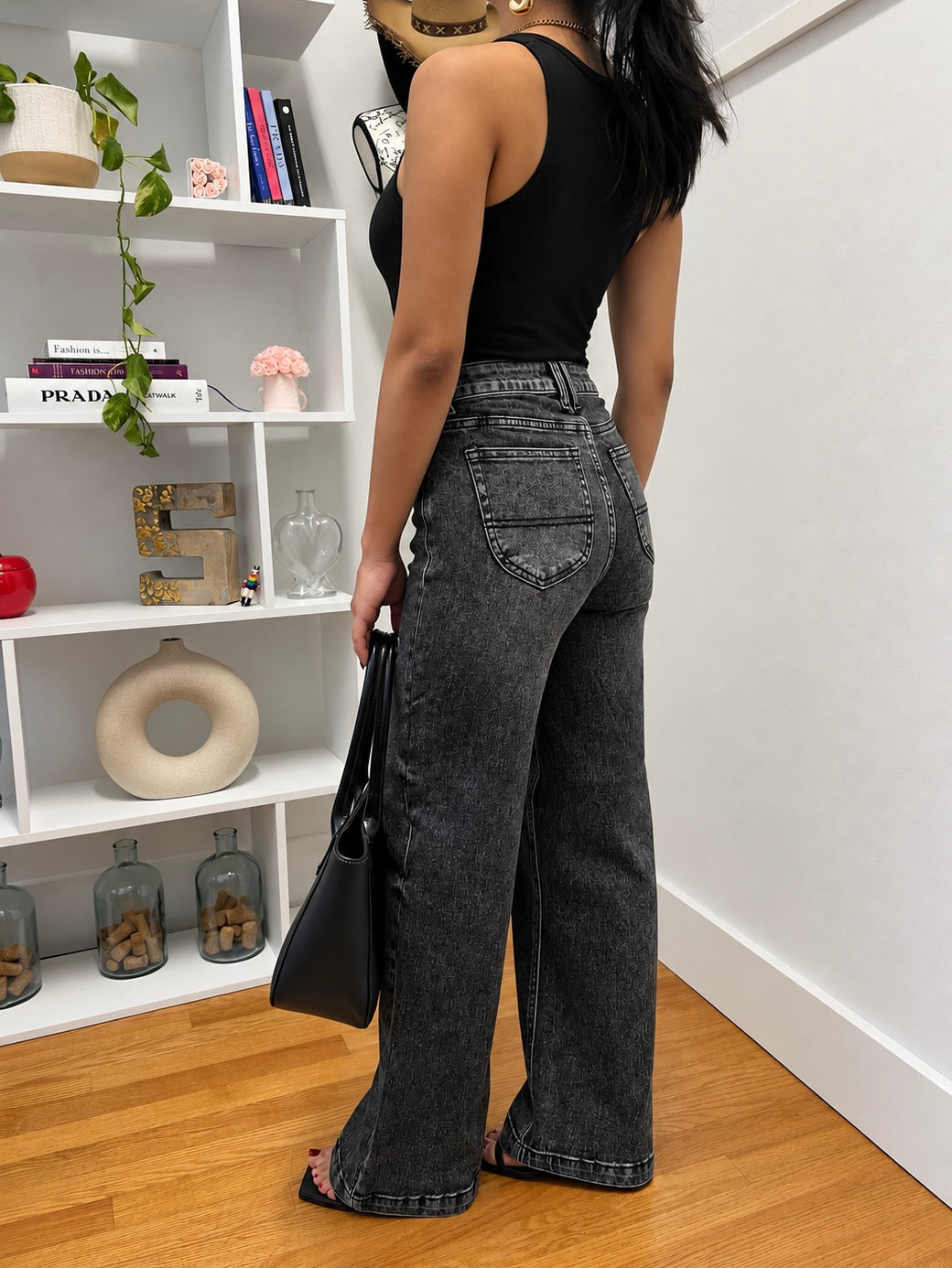 Petite Vintage Black Wide Leg Jeans