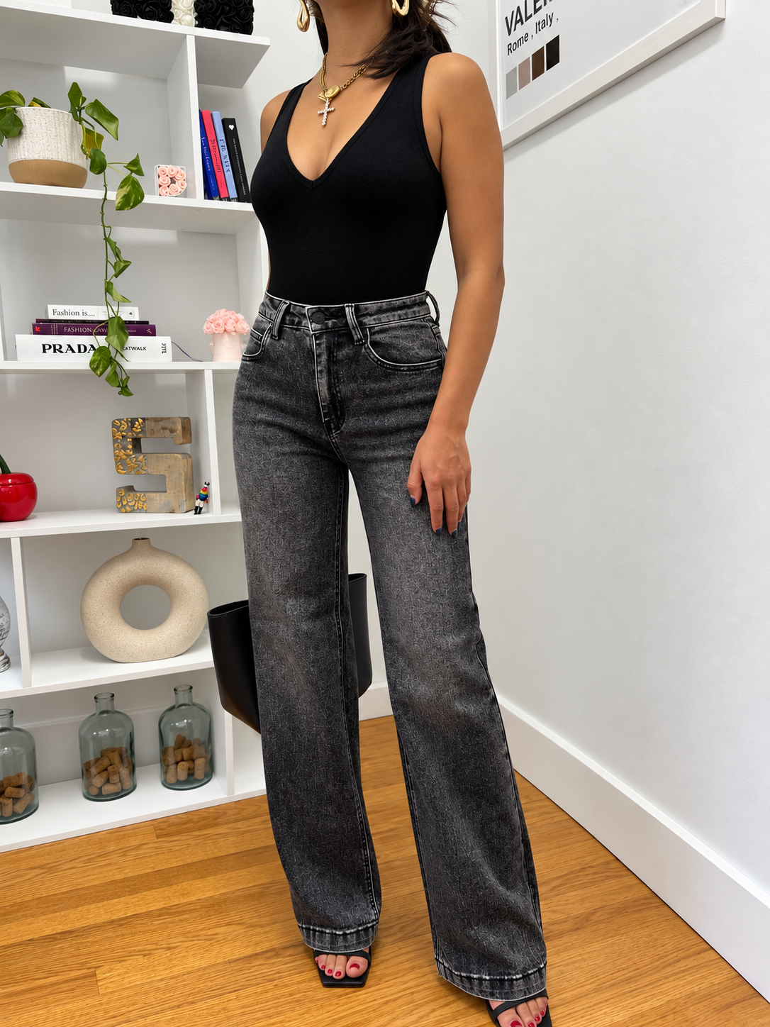 Petite Vintage Black Wide Leg Jeans