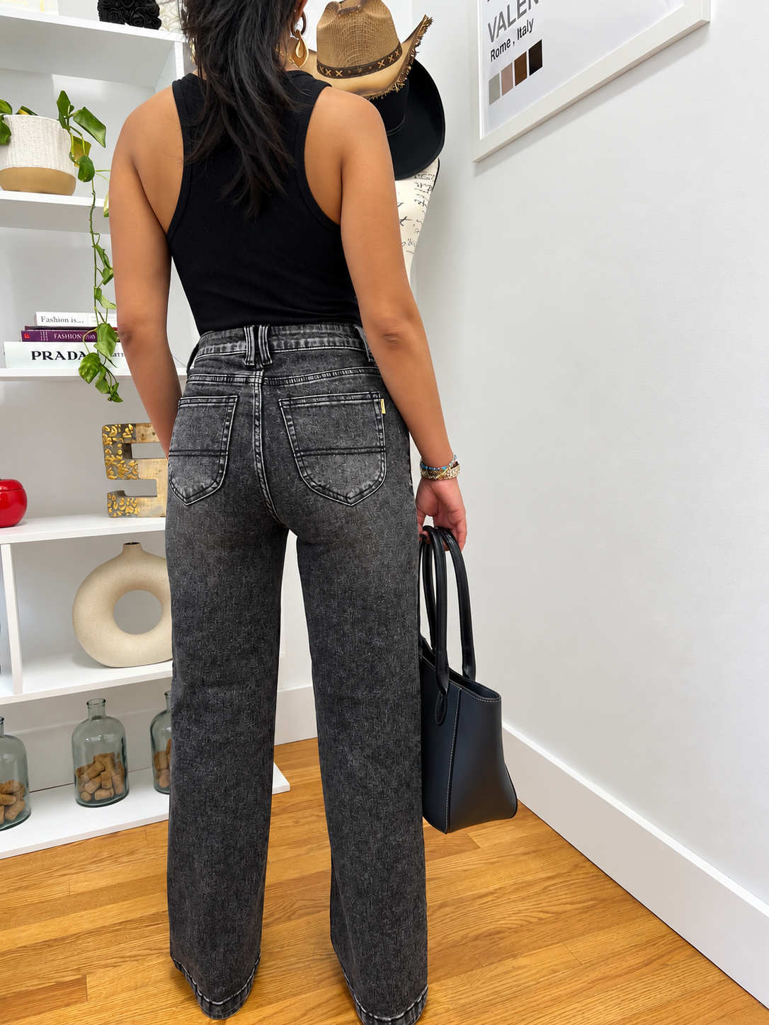Petite Vintage Black Wide Leg Jeans
