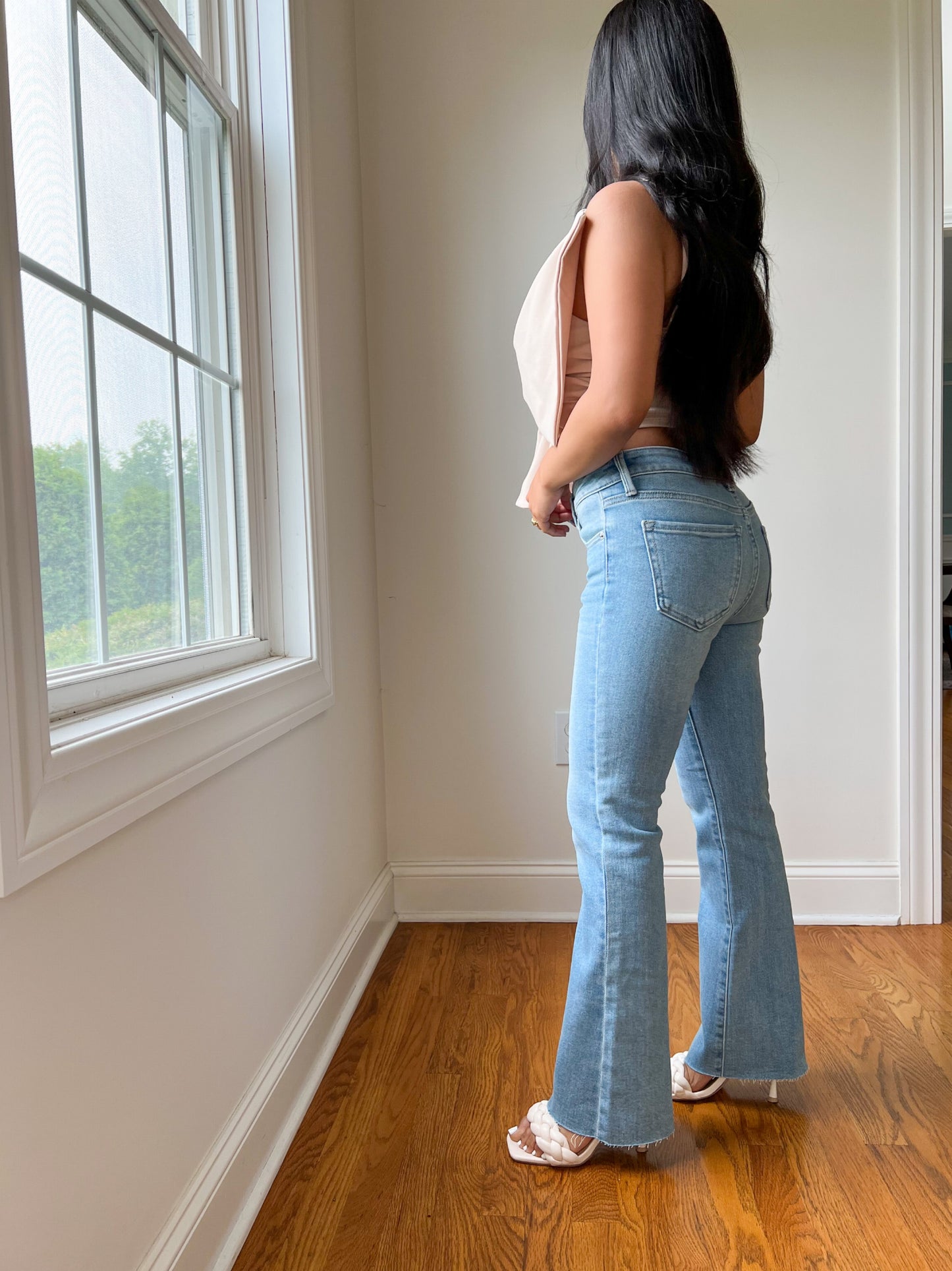 Extra Petite Light Wash Flare Jeans