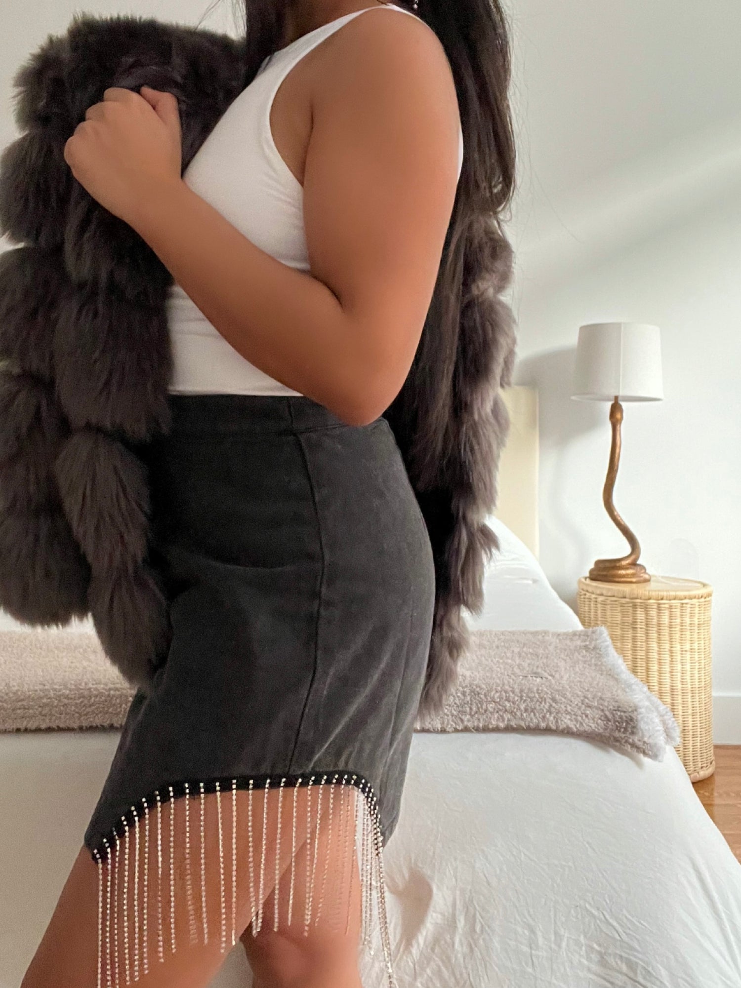 Clothing Black Fringe Denim Skirt Black Leather Fringe Skirt H&m