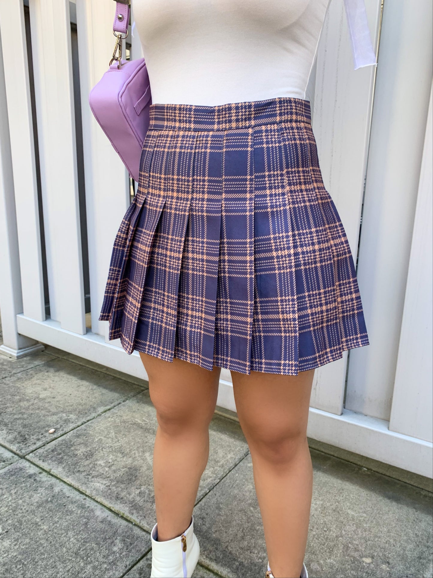 XOXO Plaid Pleated Mini Skirt
