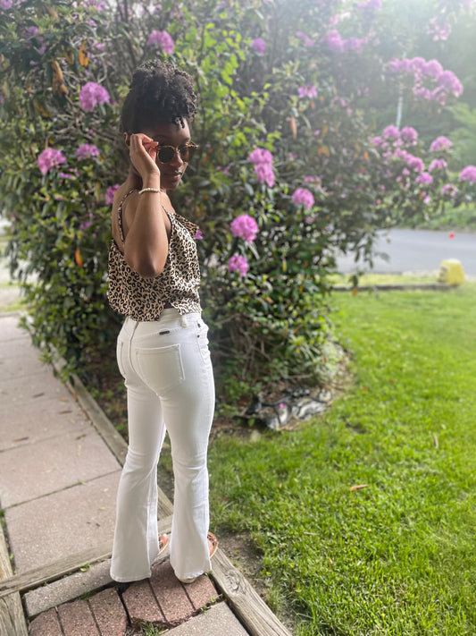 Petite White Flare Jeans