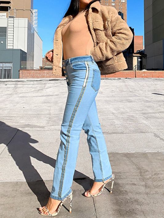 Petite Reverse Denim Jeans